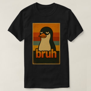 Camiseta Pinguim Mal-humorado “bruh” Meme – Engraçado Vinta