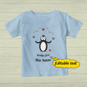 Camiseta Pinguim malabarizando texto personalizado de cupca