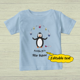 Camiseta Pinguim malabarizando texto personalizado de cupca