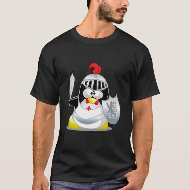 Camiseta Pinguim medieval do cavaleiro (Frente)