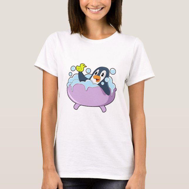Camiseta Pinguim na Banheira com Pato (Frente)