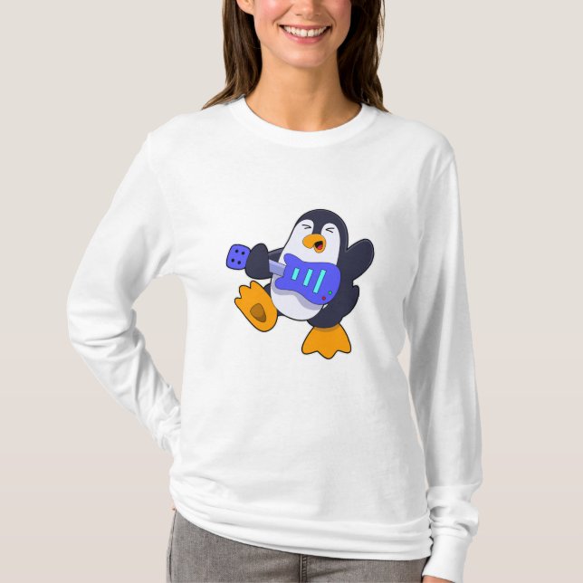 Camiseta Pinguim na Música com Violão (Frente)
