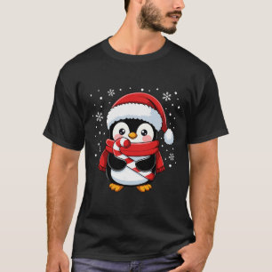 Camiseta Pinguim Natal Cana de Açúcar de Natal Inverno Meni
