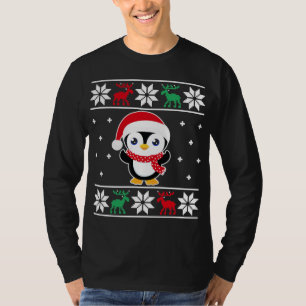 Camiseta Pinguim Natal Engraçado Clássico Moletom Feio