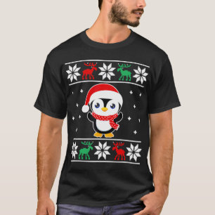 Camiseta Pinguim-Natal Engraçado Meninas Loucas Clássicas