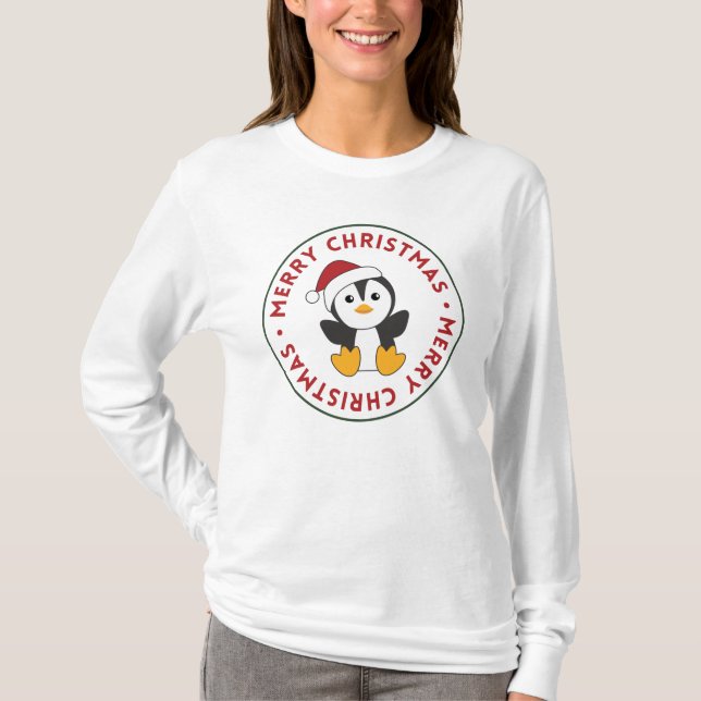 Camiseta Pinguim Natal Neve Pinguins de Pinguins (Frente)
