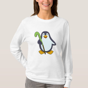 Camiseta Pinguim no Hockey com taco de Hóquei