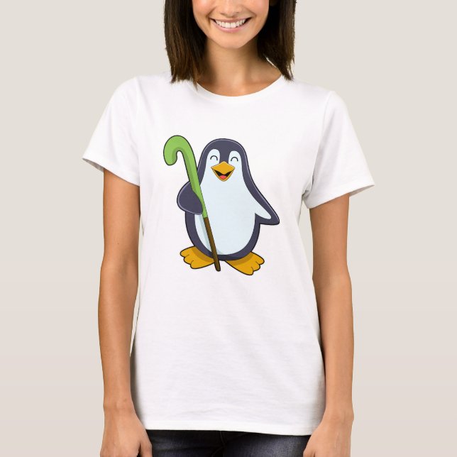 Camiseta Pinguim no Hockey com taco de Hóquei (Frente)