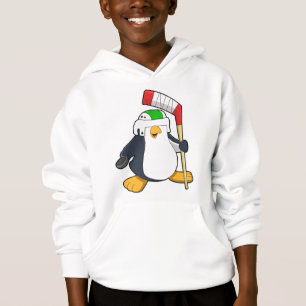 Camiseta Pinguim no hóquei no gelo com bastão de hóquei 