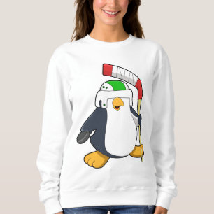 Camiseta Pinguim no hóquei no gelo com bastão de hóquei no