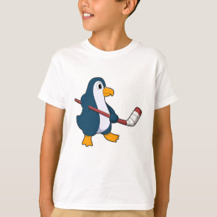 Camiseta Pinguim no hóquei no gelo com bastão de hóquei no 