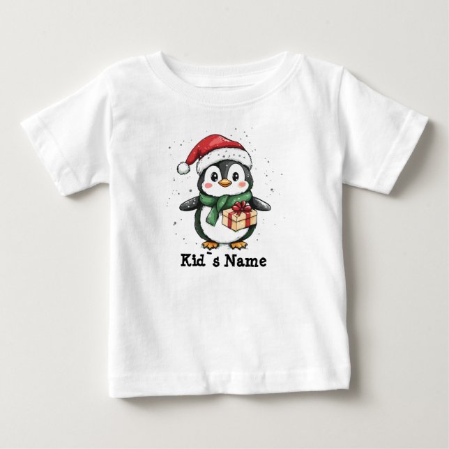 Camiseta Pinguim no natal santa hat (Frente)