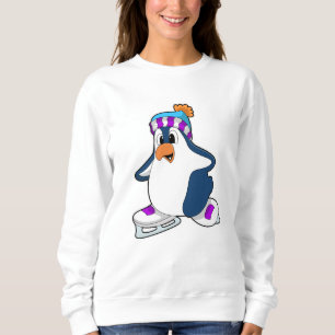 Camiseta Pinguim no patinação no gelo com patins de gelo