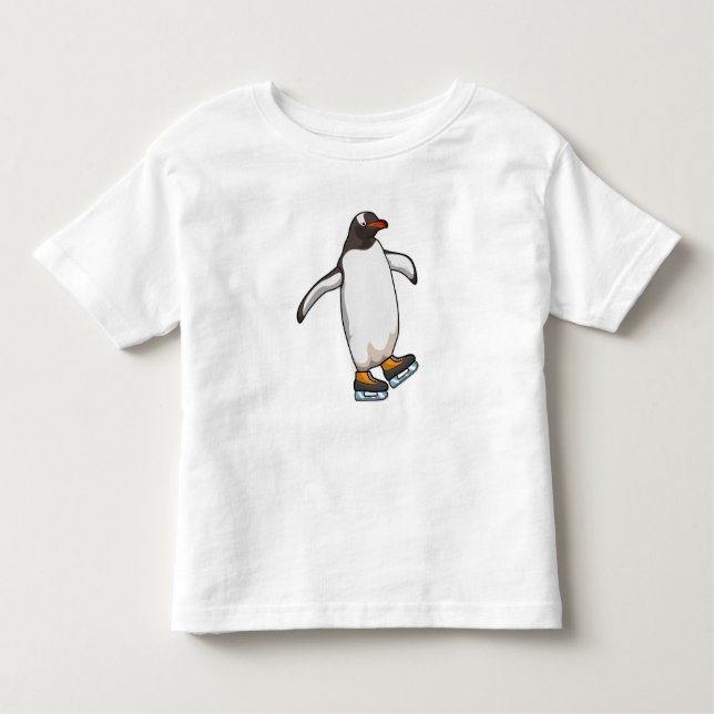 Camiseta Pinguim no patinagem de gelo com skates de gelo (Frente)