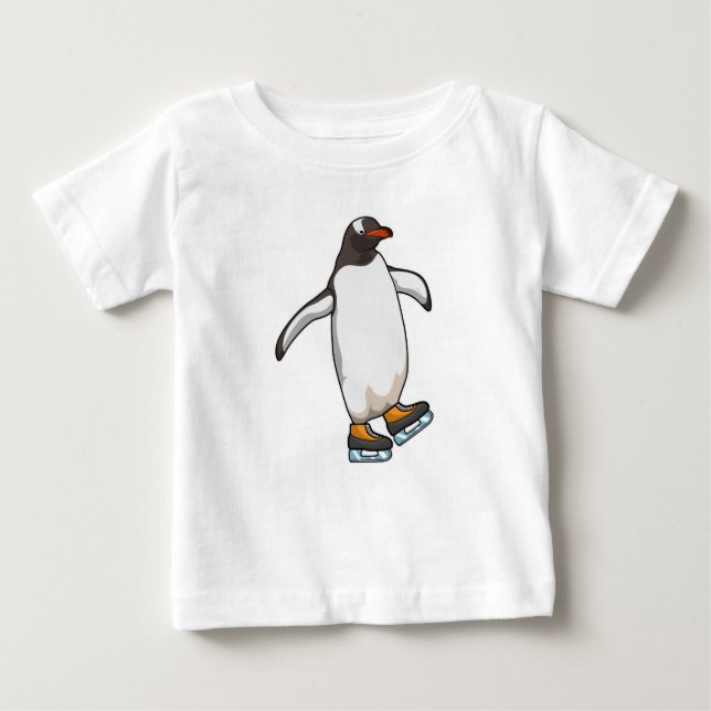 Camiseta Pinguim no patinagem de gelo com skates de gelo (Frente)