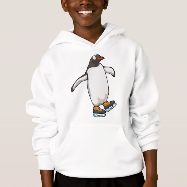 Camiseta Pinguim no patinagem de gelo com skates de gelo (Frente)