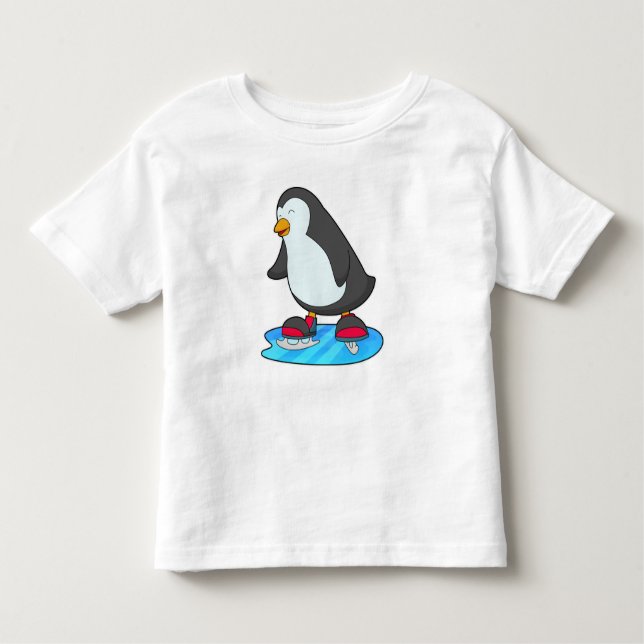 Camiseta Pinguim no patinagem de gelo com skates de gelo (Frente)