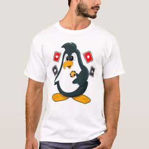Camiseta Pinguim no Poker com cartões Poker
