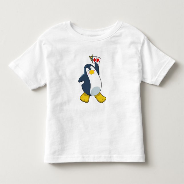 Camiseta Pinguim no Poker com cartões Poker (Frente)