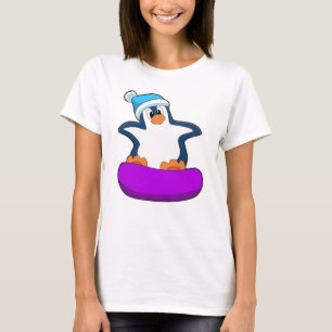 Camiseta Pinguim no Snowboard com Snowboard