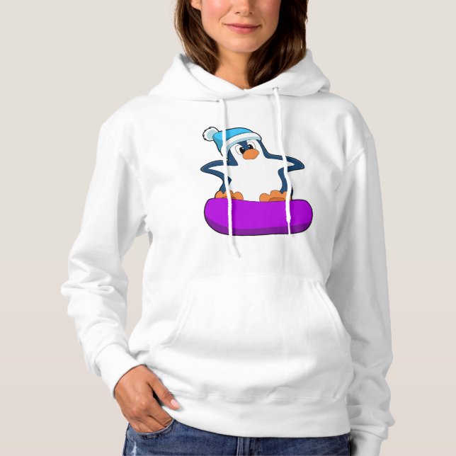 Camiseta Pinguim no Snowboard com Snowboard (Frente)