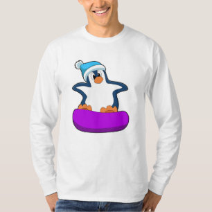 Camiseta Pinguim no Snowboard com Snowboard