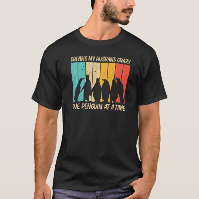 Camiseta Pinguim Para Mulheres Mãe Pinguins Pássaros Retro (Frente)