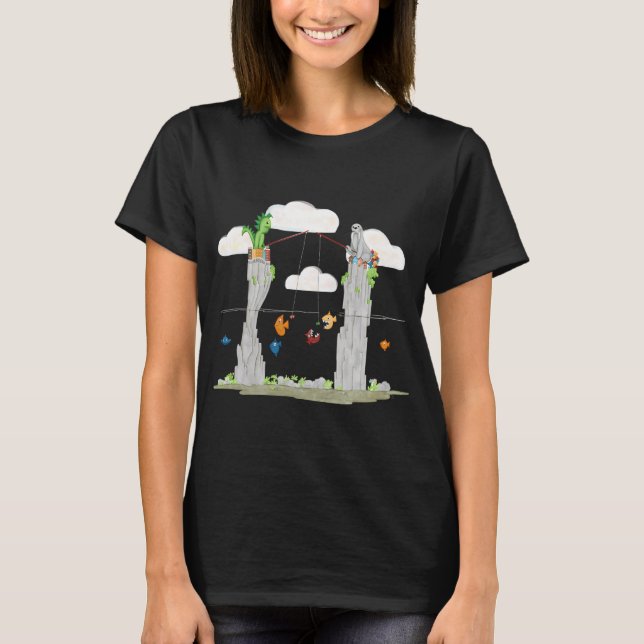 Camiseta Pinguim pescando com vara de pescar (Frente)