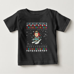 Camiseta Pinguim Pinguim de Esqui no Natal