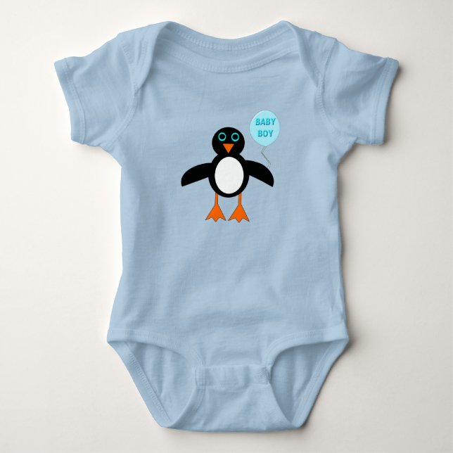 Camiseta Pinguim-Pinguim-Pinguim Azul-Cinto Personalizado (Frente)