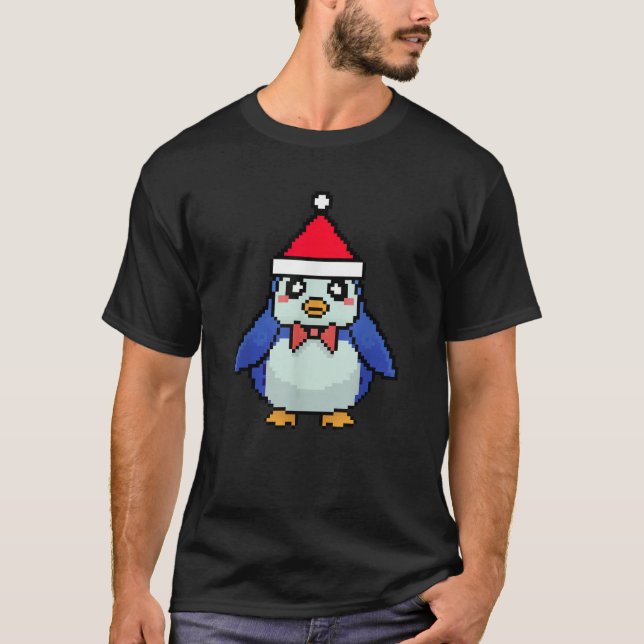 Camiseta Pinguim Pixelado Natal Engraçado Xmas (Frente)