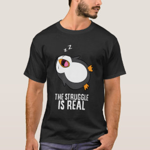 Camiseta Pinguim Preguiçoso Cansado Pajama Pinguim Que Luta