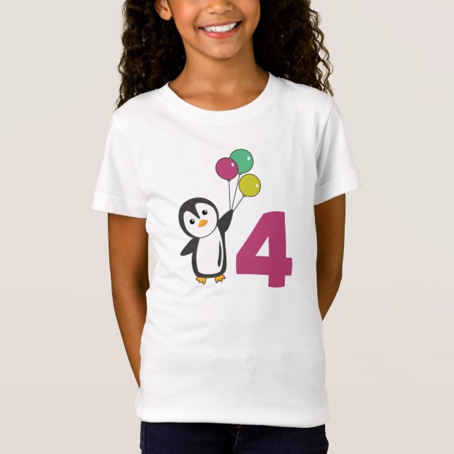 Camiseta Pinguim Quarto Balões De Aniversário Para Crianças (Frente)