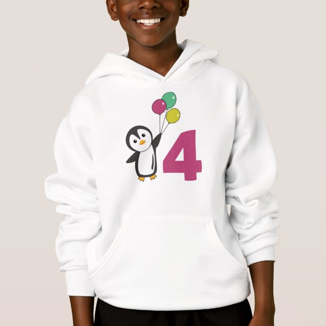 Camiseta Pinguim Quarto Balões De Aniversário Para Crianças (Frente)