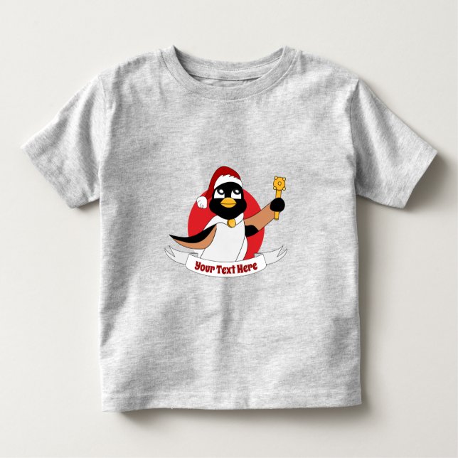 Camiseta Pinguim real desenho animado de Natal Toddler T-sh (Frente)