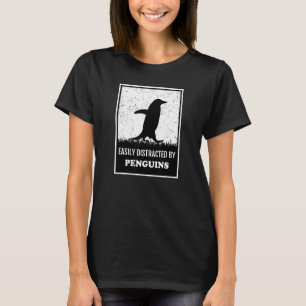Camiseta Pinguim Silhouette Bird Facilmente Distraído Por P