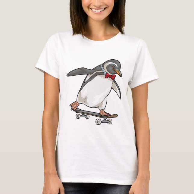 Camiseta Pinguim Skater Skateboard (Frente)
