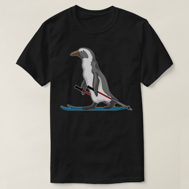 Camiseta Pinguim Skier Ski 1 (Frente do Design)