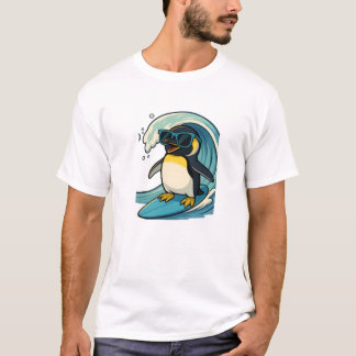 Camiseta Pinguim Surfista Legal com Óculos de Sol