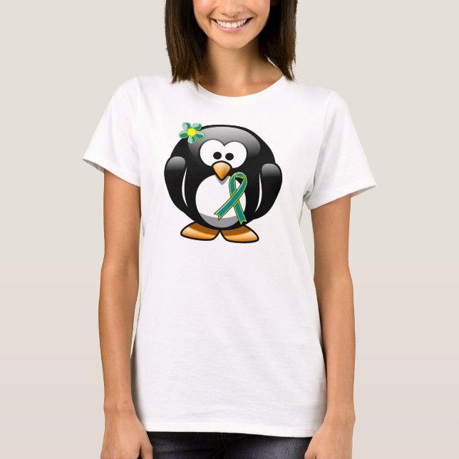 Camiseta Pinguim Teal e Verde limão (Frente)