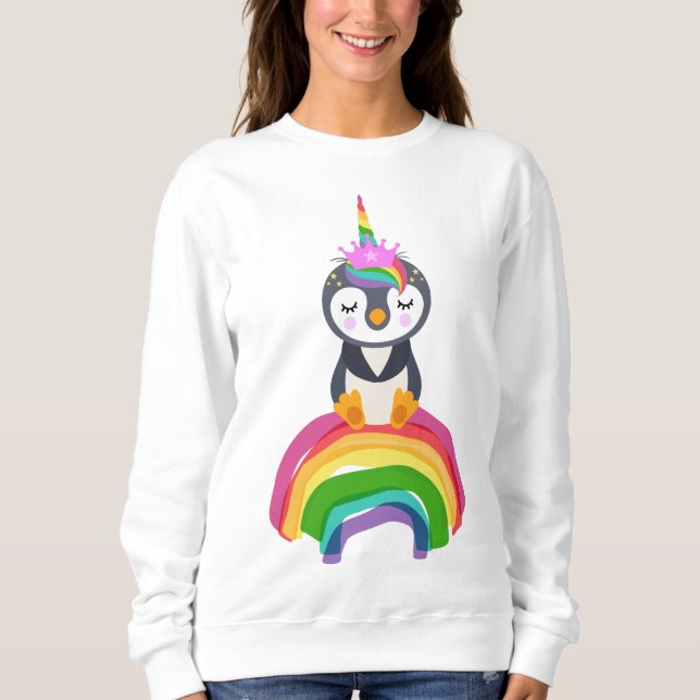 Camiseta Pinguim unicórnio arco-iris (Frente)
