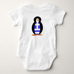Camiseta Pinguim Vestindo Colete da Bandeira Grega