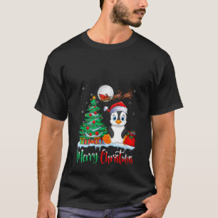 Camiseta Pinguim Vestindo Santa Hat Xmas Feliz Caneta de Na