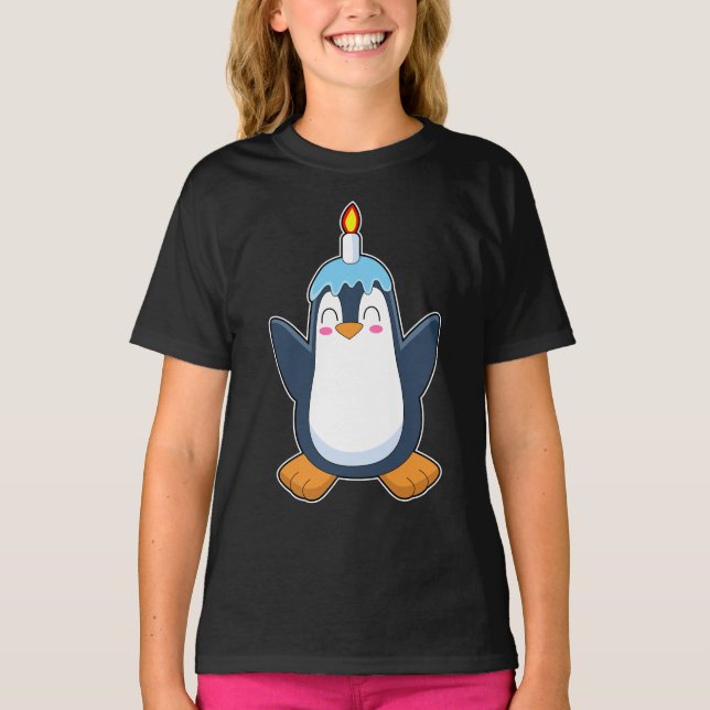 Camiseta Pinguin Birthday Candle (Frente)