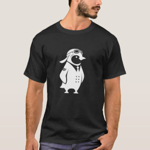 Camiseta Pinguin Piloto Avião Silhuette minimalista
