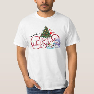 Camiseta Pinguins bonitos e Kawaii Snowman Winter Wonderlan
