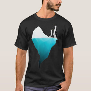 Camiseta Pinguins bonitos em um iceberg Design geométrico ú
