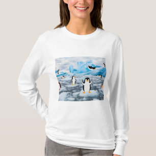 Camiseta pinguins bonitos no gelo da Antártica