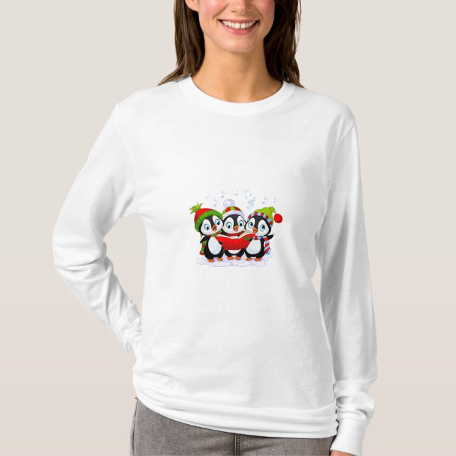 Camiseta Pinguins Caroling Christmas (Frente)