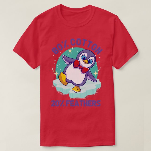 Camiseta Pinguins Cute Penguin 80 Algodão 20 Penas (Frente do Design)